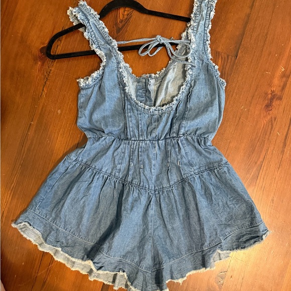 We The Free Light Blue Denium Ladies Romper - Picture 2 of 10